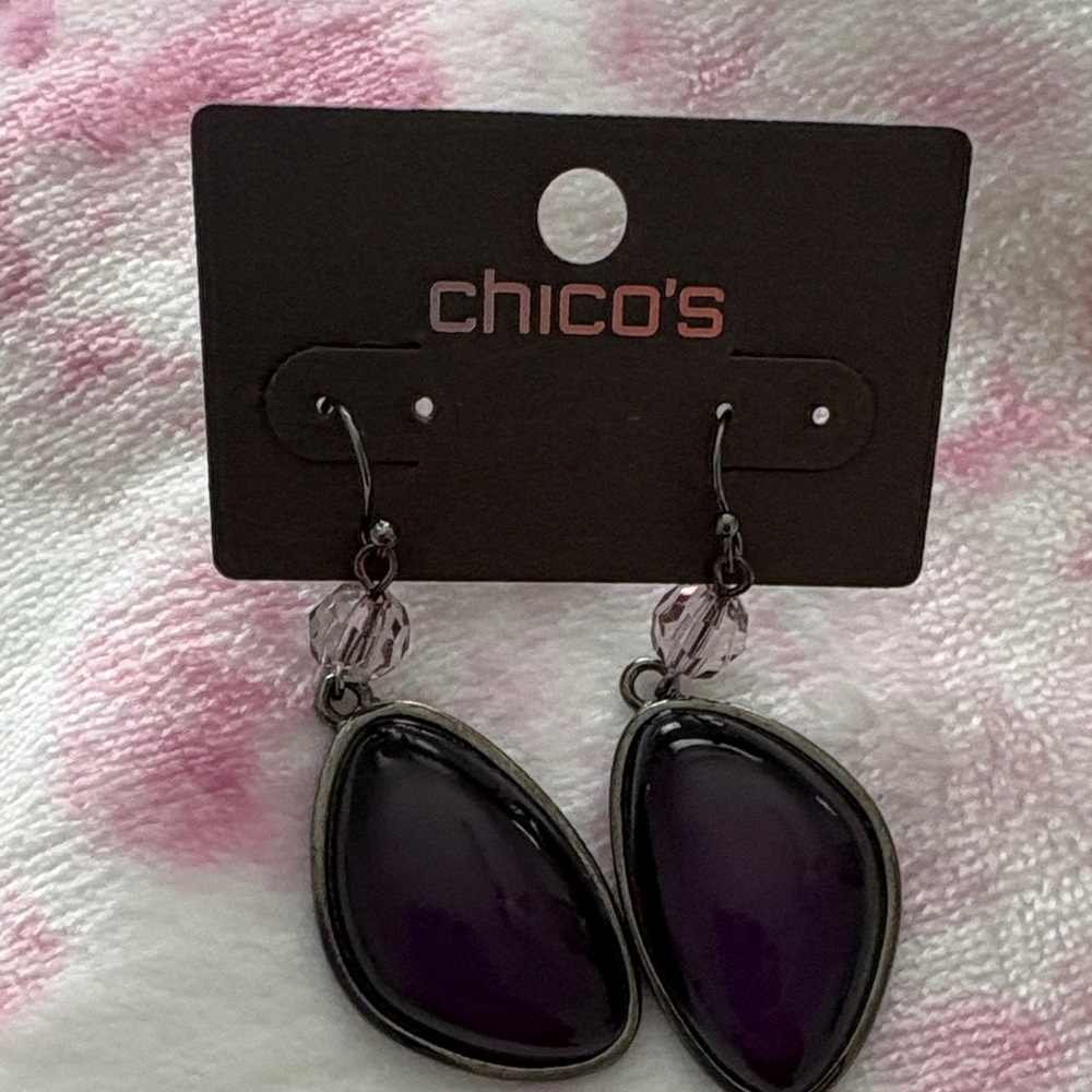 Chico's Dark Purple Teardrop Earrings